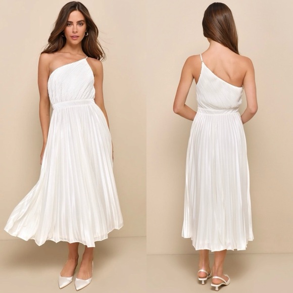 Lulus Dresses & Skirts - Lulu's Elegant Cream One-Shoulder Dress